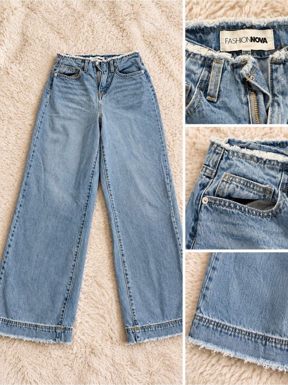 Fashion Nova Light Wash High-Rise Wide Leg Jeans